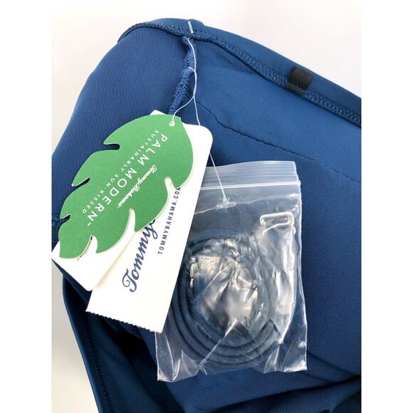 TOMMY BAHAMA Palm Modern Bandeau One-Piece Swimsuit Size 8 Blue Midnight Sea NWT - Picture 10 of 14